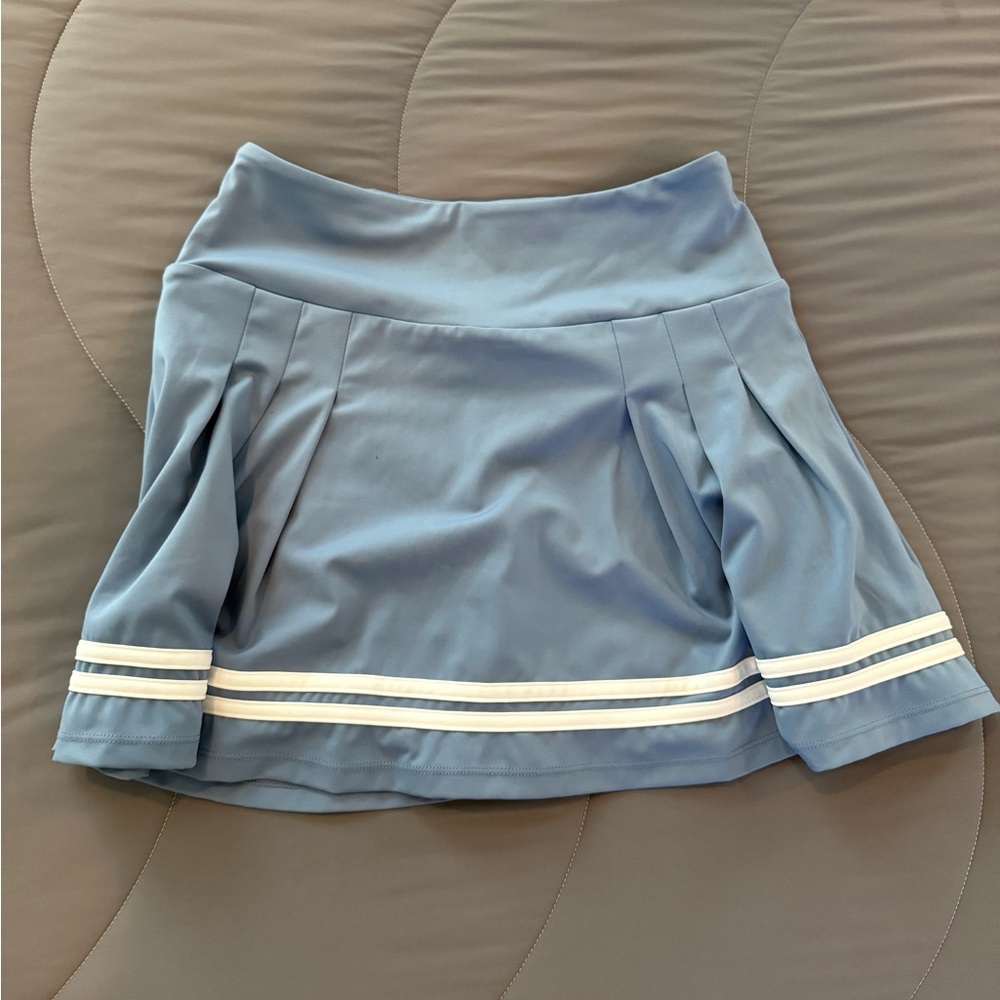 Halara Blue Pleated Cheer Skort with White Stripes - M